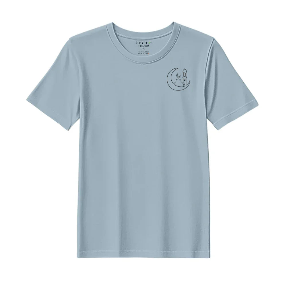 BYFT Threads Embroidered For You T-Shirt - Moonlit Mosque Outline Designed