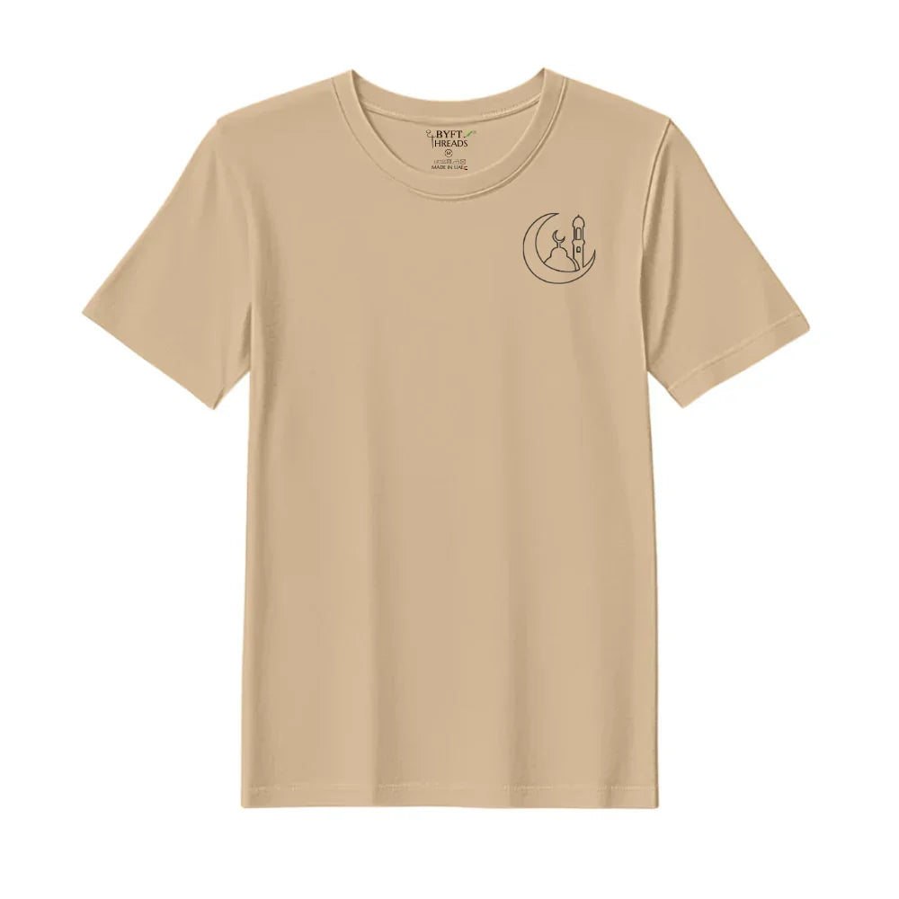 BYFT Threads Embroidered For You T-Shirt - Moonlit Mosque Outline Designed