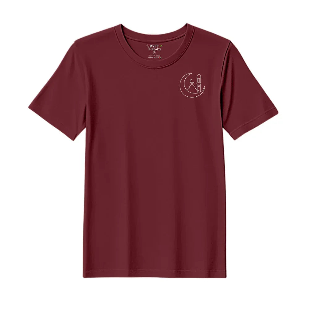 BYFT Threads Embroidered For You T-Shirt - Moonlit Mosque Outline Designed