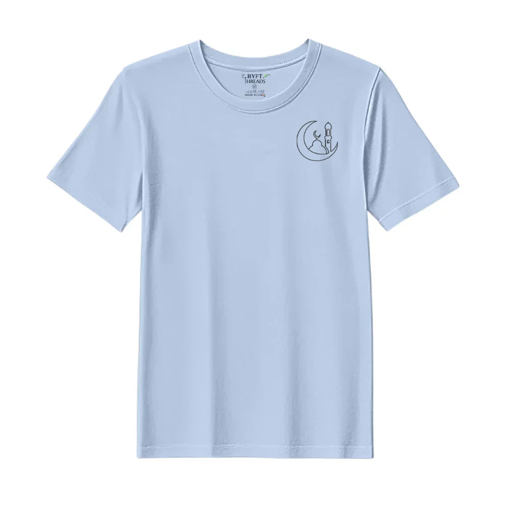 BYFT Threads Embroidered For You T-Shirt - Moonlit Mosque Outline Designed
