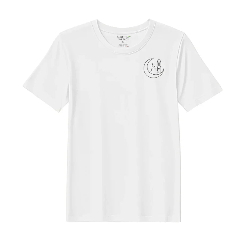 BYFT Threads Embroidered For You T-Shirt - Moonlit Mosque Outline Designed