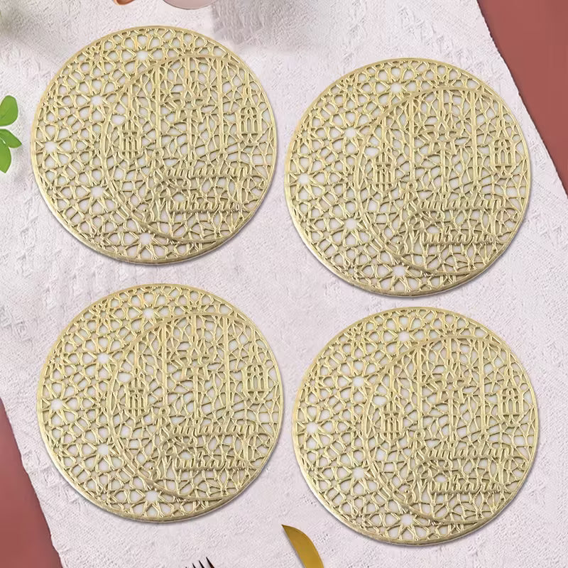 BYFT Star and Moon PVC Golden Foil Hollow Coasters Set of 06 Pcs