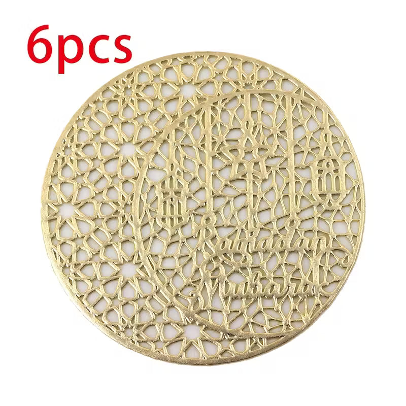 BYFT Star and Moon PVC Golden Foil Hollow Coasters Set of 06 Pcs