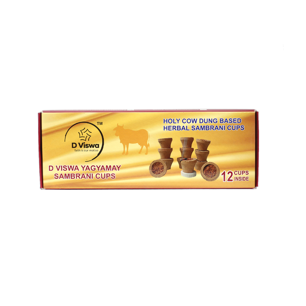 D Viswa Pooja Essentials Panchgavya Havan Sambrani Cup with Lobal & Guggal Filling, Set of 1
