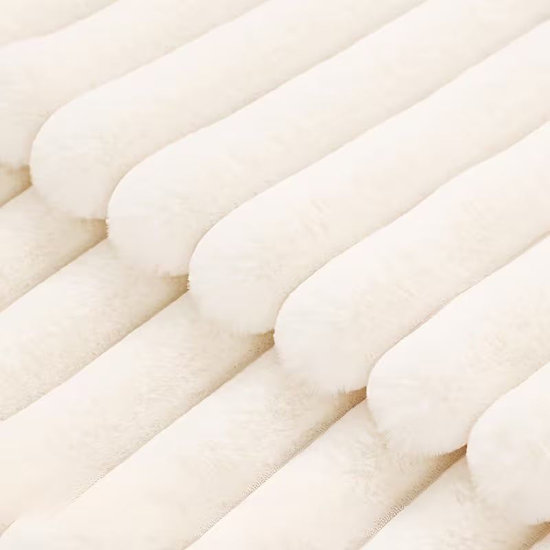 BYFT White Faux Rabbit Fur Bohemian Striped & Solid Square Cushion Covers 45.72 x 45.72 cm (white 2Pcs)