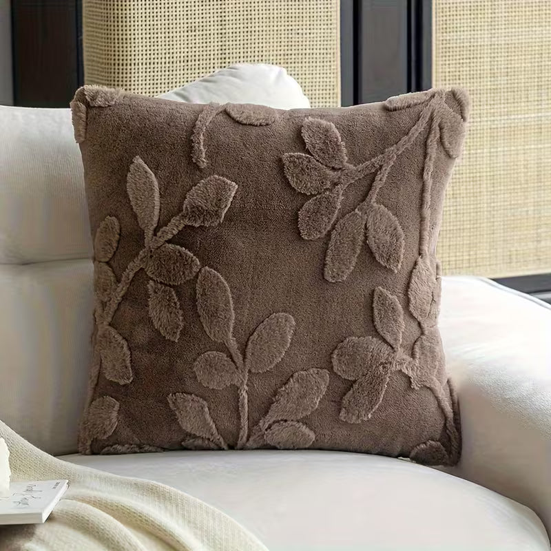 BYFT 2D flat printing Soft Faux Rabbit Fur Throw Pillow Cover with Branch Pattern Set of 01 Pcs