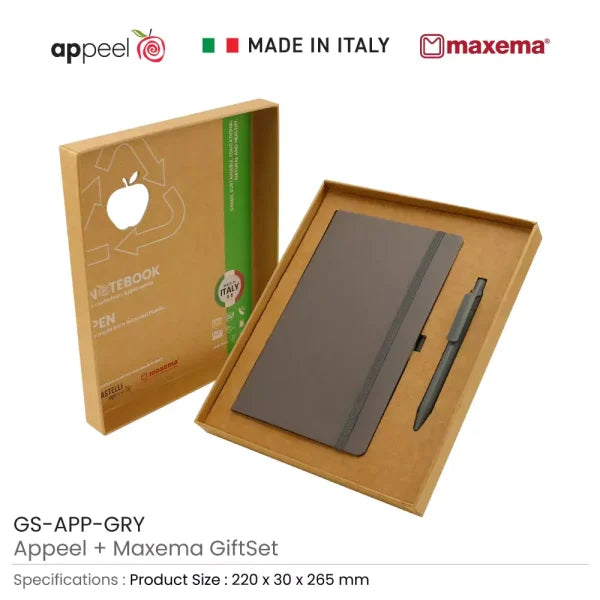 BYFT Appeel A5 Notebook and Maxema Dot Recycled Pen Gift Sets - Black Set of 01