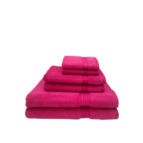 BYFT000909 HOME ESSENTIALS Face Hand Bath Towel Fuschia Pink Set of 6