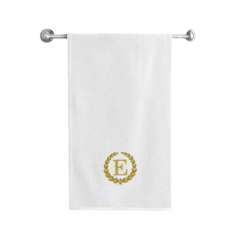 BYFT Embroidered For You Towel Monogrammed Gold Thread Pure Cotton Personalised Initial / Letter / Alphabet Perfect For Gifting