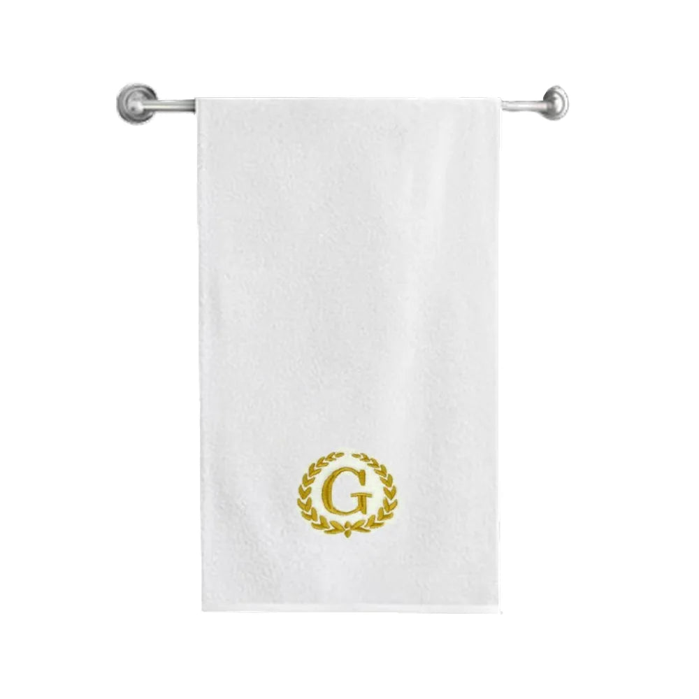 BYFT Embroidered For You Towel Monogrammed Gold Thread Pure Cotton Personalised Initial / Letter / Alphabet Perfect For Gifting