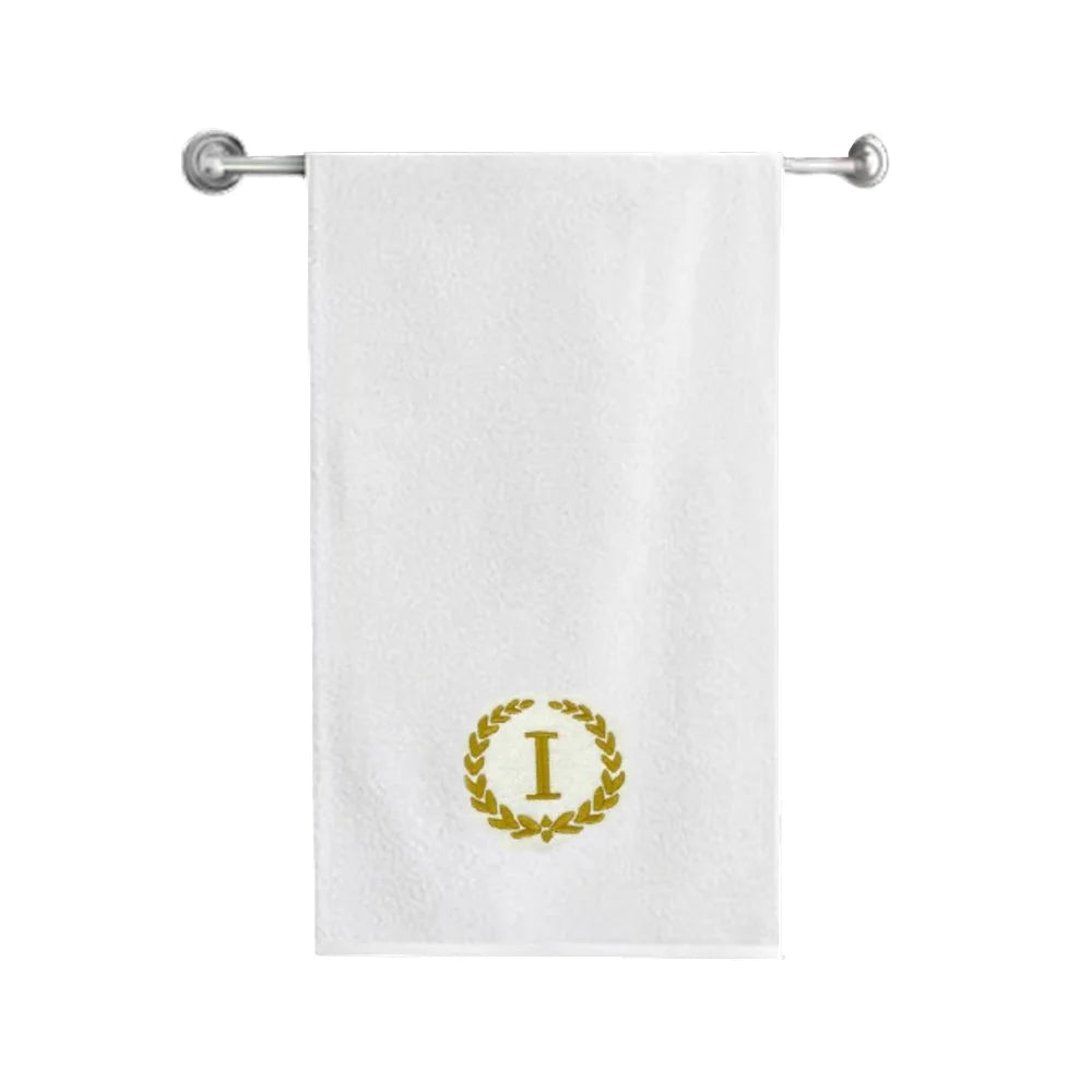 BYFT Embroidered For You Towel Monogrammed Gold Thread Pure Cotton Personalised Initial / Letter / Alphabet Perfect For Gifting