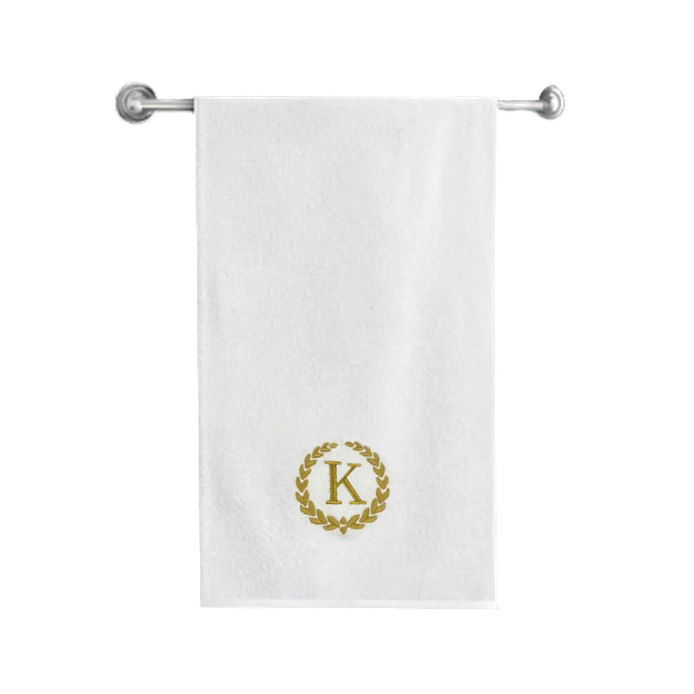 BYFT Embroidered For You Towel Monogrammed Gold Thread Pure Cotton Personalised Initial / Letter / Alphabet Perfect For Gifting
