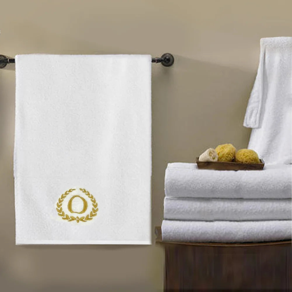 BYFT Embroidered For You Towel Monogrammed Gold Thread Pure Cotton Personalised Initial / Letter / Alphabet Perfect For Gifting