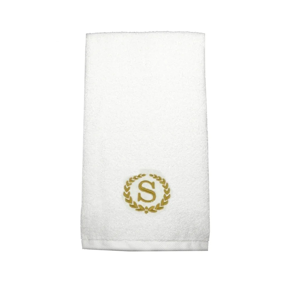 BYFT Embroidered For You Towel Monogrammed Gold Thread Pure Cotton Personalised Initial / Letter / Alphabet Perfect For Gifting