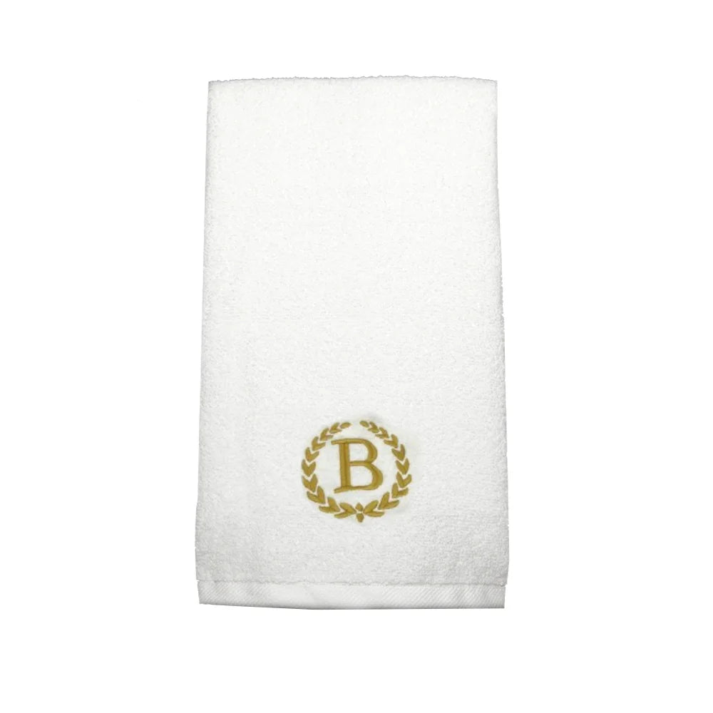 BYFT Embroidered For You Towel Monogrammed Gold Thread Pure Cotton Personalised Initial / Letter / Alphabet Perfect For Gifting