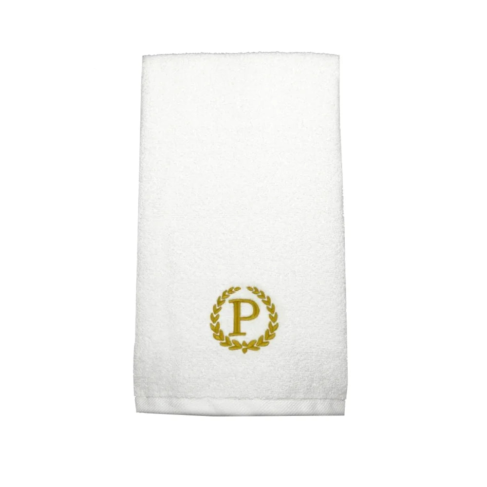 BYFT Embroidered For You Towel Monogrammed Gold Thread Pure Cotton Personalised Initial / Letter / Alphabet Perfect For Gifting