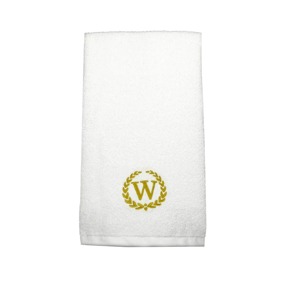 BYFT Embroidered For You Towel Monogrammed Gold Thread Pure Cotton Personalised Initial / Letter / Alphabet Perfect For Gifting
