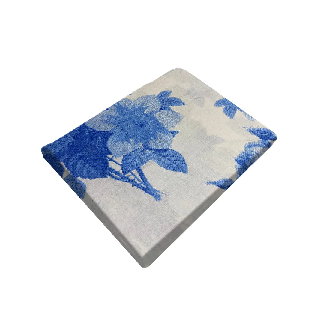 ملاءة سرير فاخرة من BYFT Orchard - زرقاء مزخرفة بنقشة زهور (150 × 230 سم) مع غطاء وسادة (50 × 75 سم) | بولي قطن، 144 خيطًا، ملاءة سرير ناعمة وفاخرة