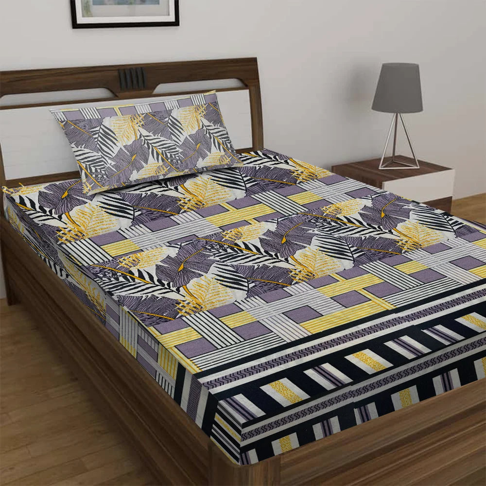 BYFT Orchard Luxury - Autumn Leaves Bed Sheet (150 x 230 Cm) with Pillow Case (50 x 75 Cm)| Polycotton, 144 TC, Soft & Luxurious Bed Linen