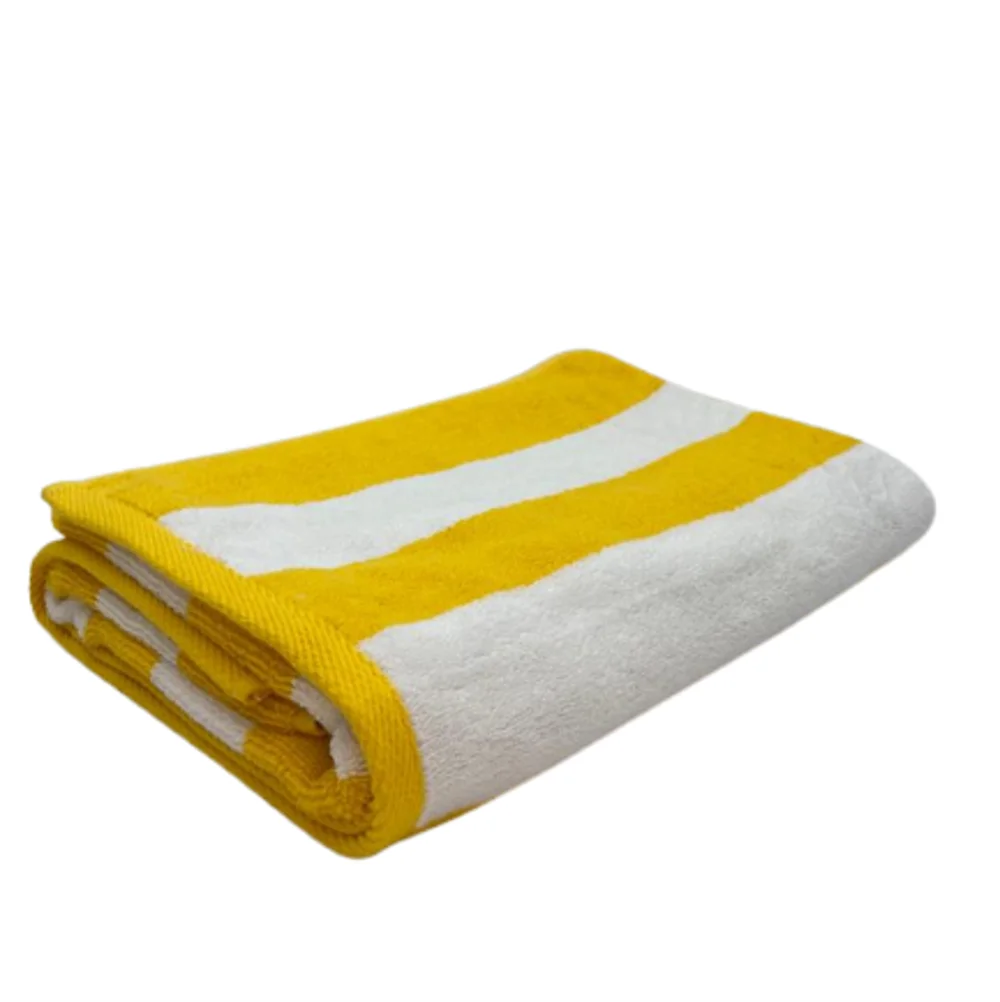 BYFT Petunia Yellow - White Large Cabana Stripe 90 x 180 Cm Beach Towel Set of 01