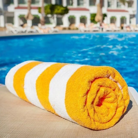 BYFT Petunia Yellow - White Large Cabana Stripe 90 x 180 Cm Beach Towel Set of 01