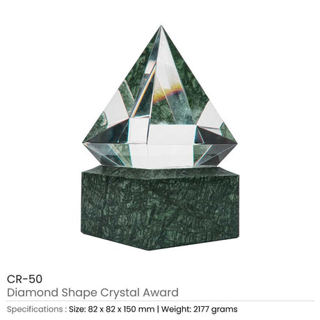BYFT004201 Diamond Shaped Crystal Awards Transparent and Green Set of 1 A.jpg