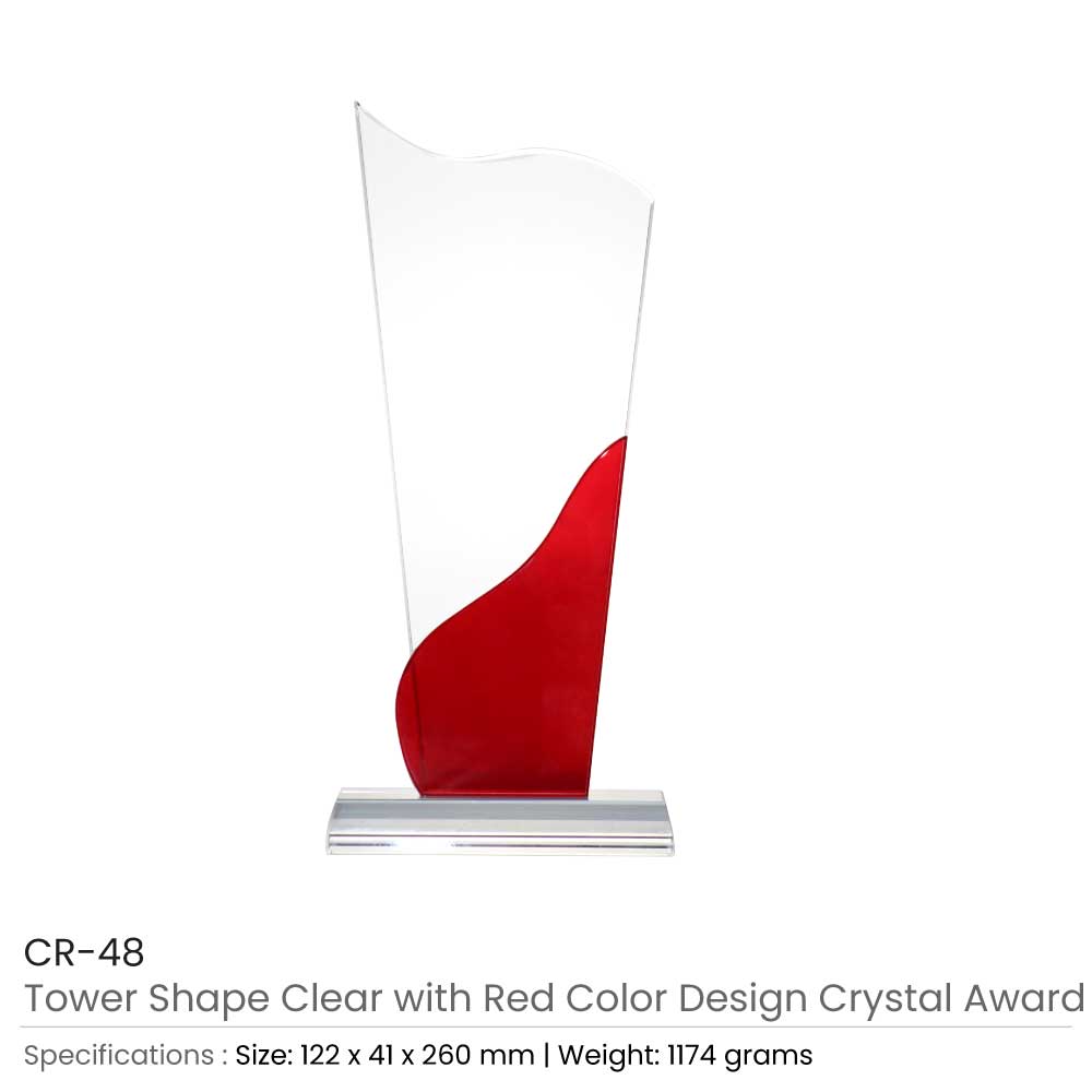 BYFT004202 Tower Shaped Crystal Awards Transparent and Red Set of 1 A.jpg
