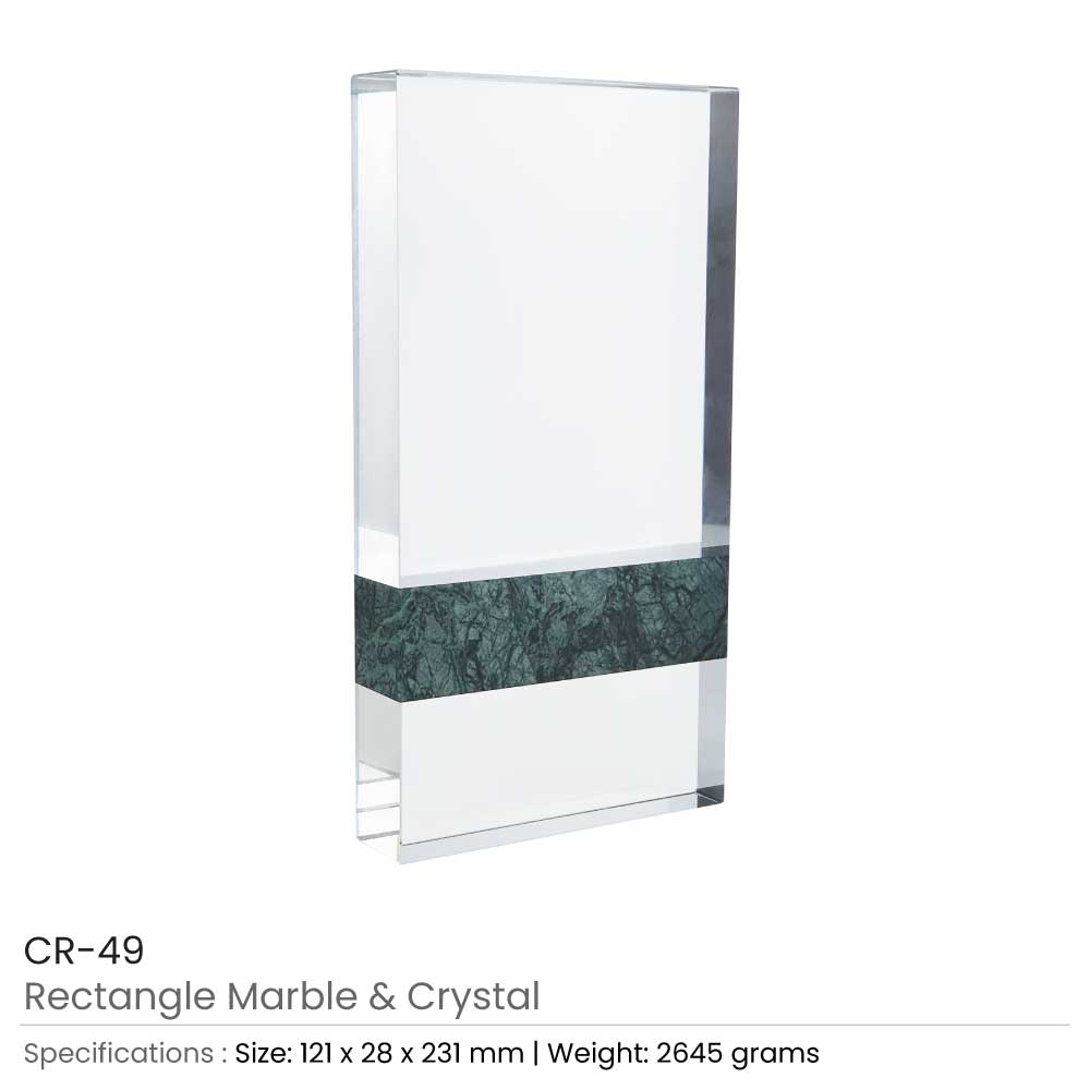 BYFT004205 Rectangle Shape Crystal and Marble Awards Transparent and Green Set of 1 A.jpg