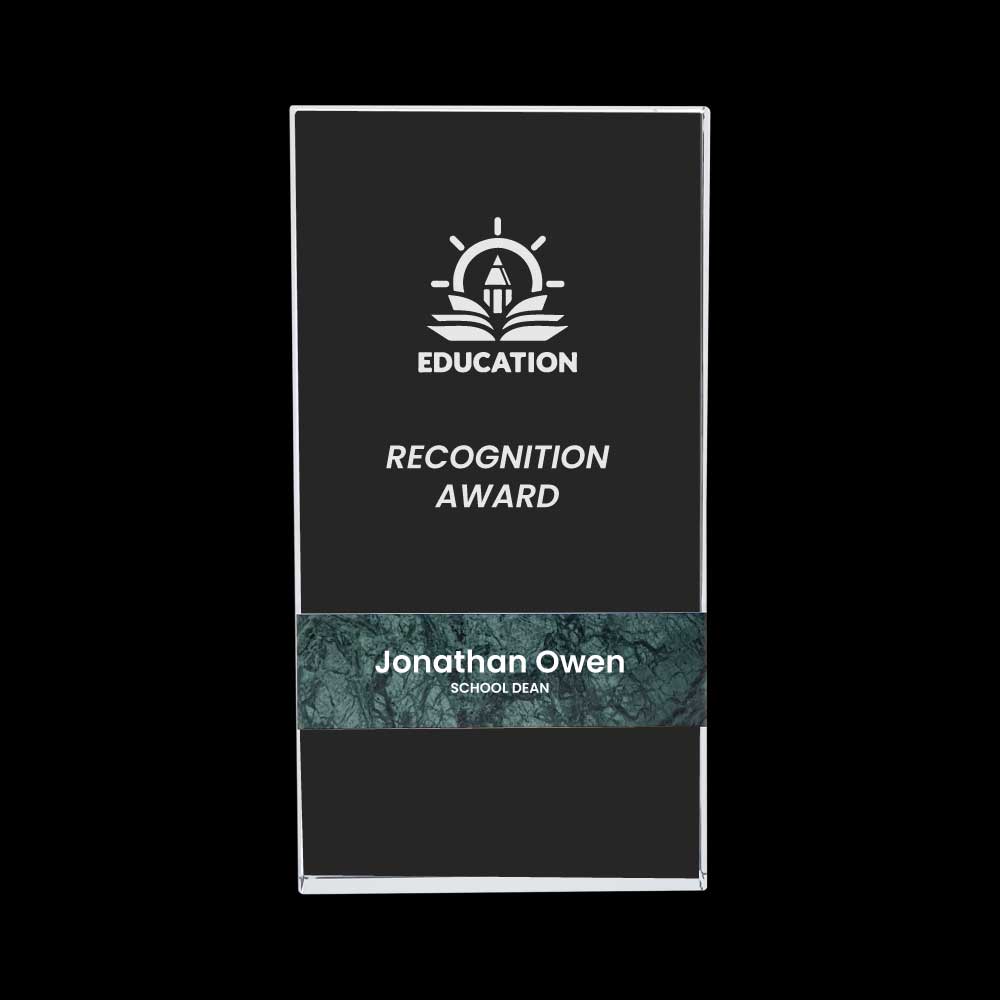 BYFT004205 Rectangle Shape Crystal and Marble Awards Transparent and Green Set of 1 B.jpg