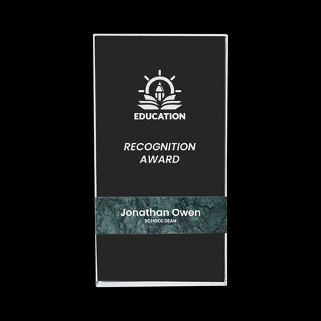 BYFT004205 Rectangle Shape Crystal and Marble Awards Transparent and Green Set of 1 B.jpg