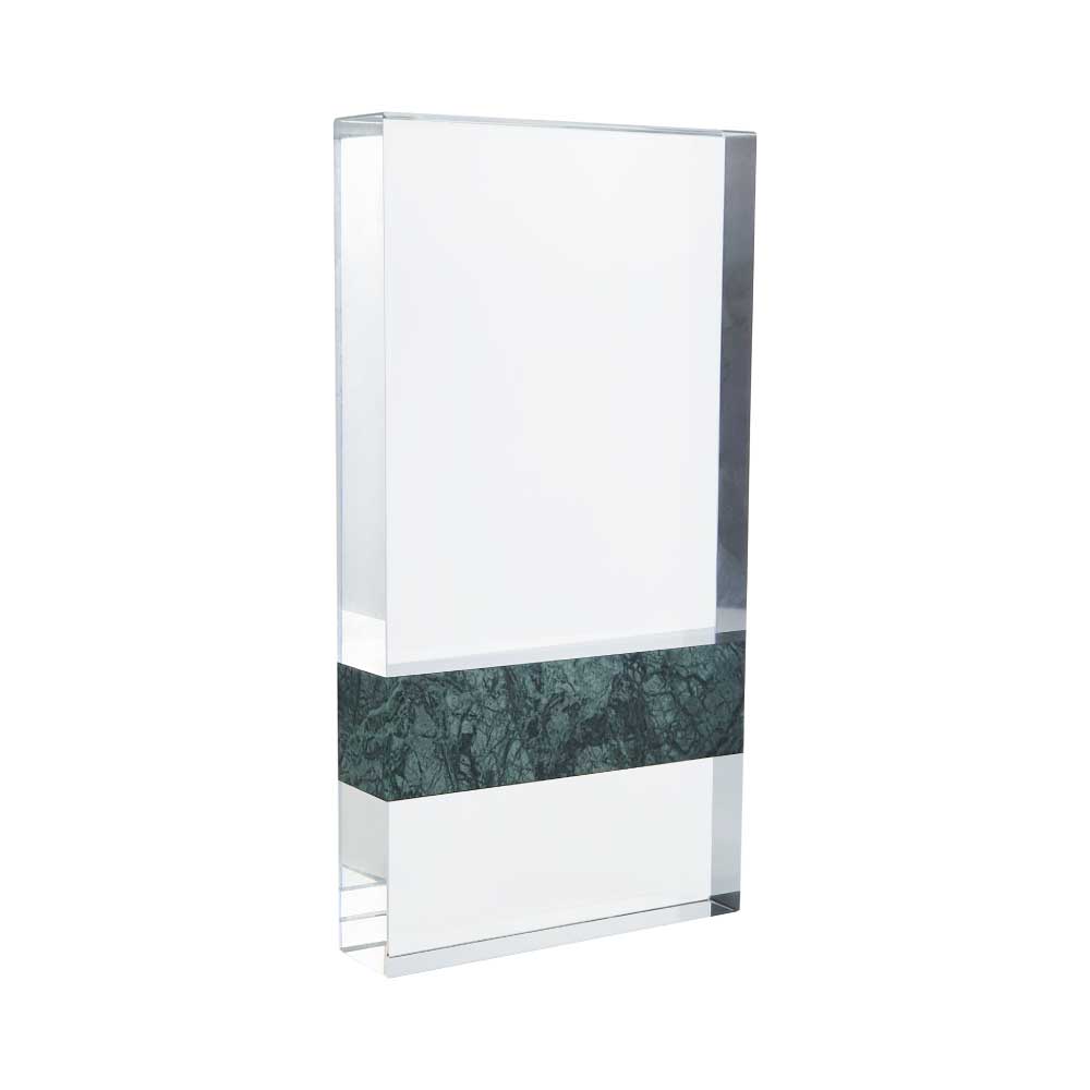 BYFT004205 Rectangle Shape Crystal and Marble Awards Transparent and Green Set of 1.jpg