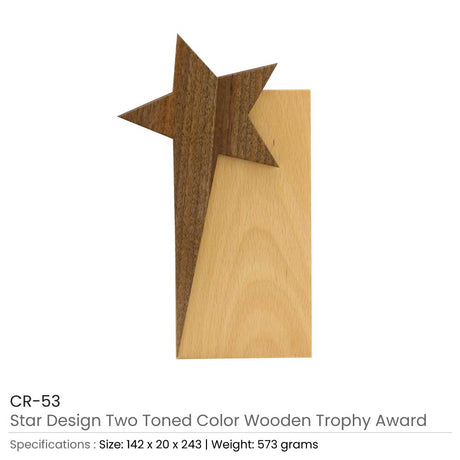 BYFT004207 Star Design Wooden Trophy Natural Wood Set of 1 A.jpg