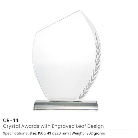 BYFT004213 Crystal Awards with Engraved Leaf Design Transparent Set of 1 A.jpg