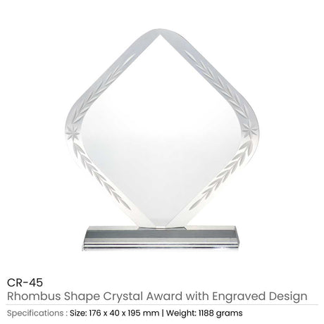 BYFT004214 Rhombus Shaped Crystal Awards Transparent Set of 1 A.jpg