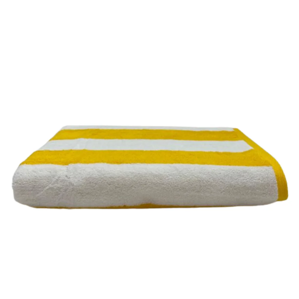 BYFT Petunia Yellow - White Large Cabana Stripe 70 x 140 Cm Beach Towel Set of 01