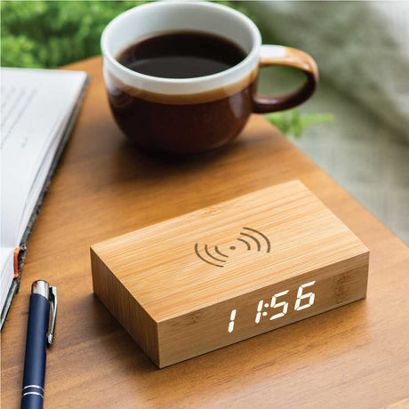 BYFT005676 Bamboo Wireless Charger with Clock Natural Set of 1 C.jpg