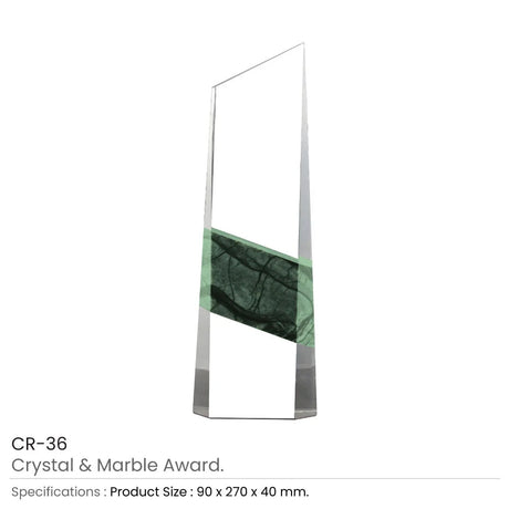 BYFT005776 BYFT Vertical Shaped Crystal and Marble Award Set of 01 CR 36.webp