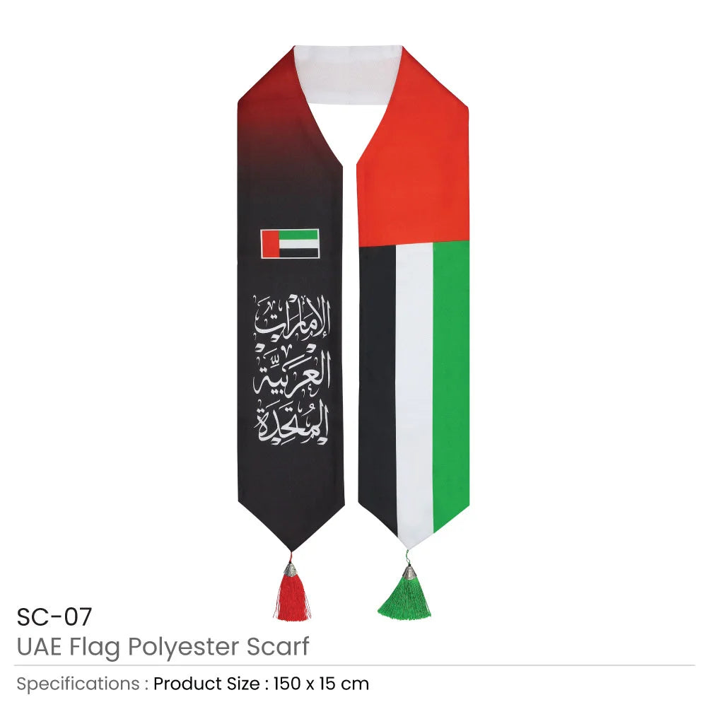 BYFT UAE Flag Scarf with Arabic Writing Set of 01