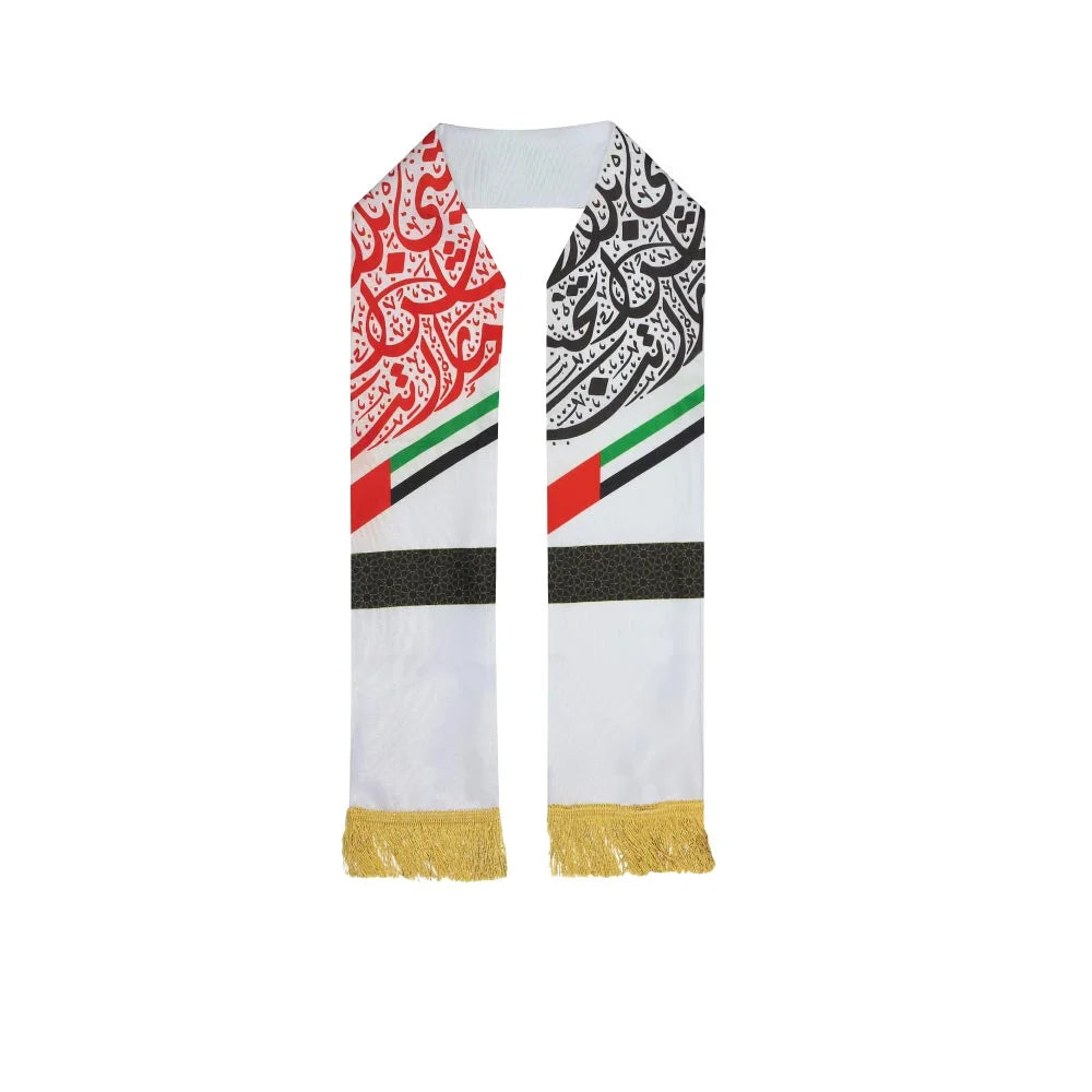 BYFT UAE Flag Polyester Scarf with Gold Tassel Set of 01