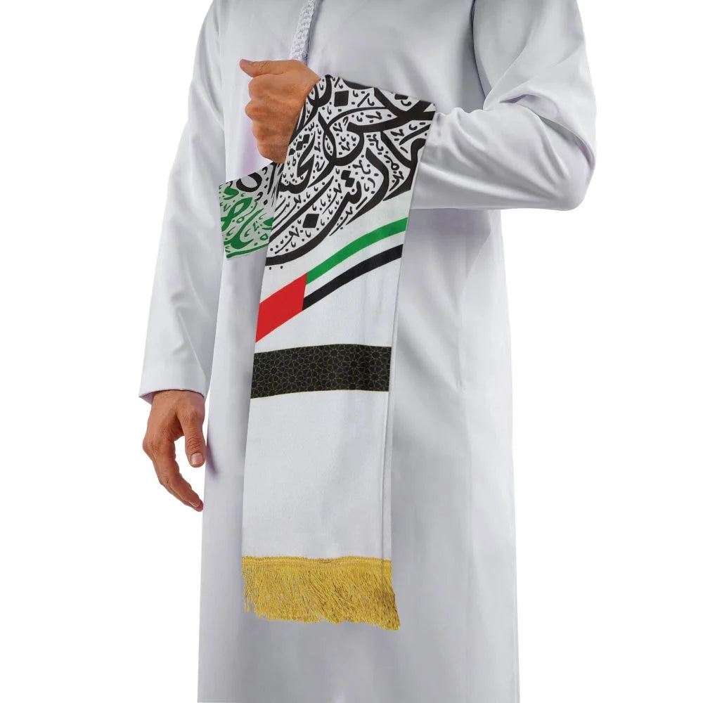 BYFT UAE Flag Polyester Scarf with Gold Tassel Set of 01
