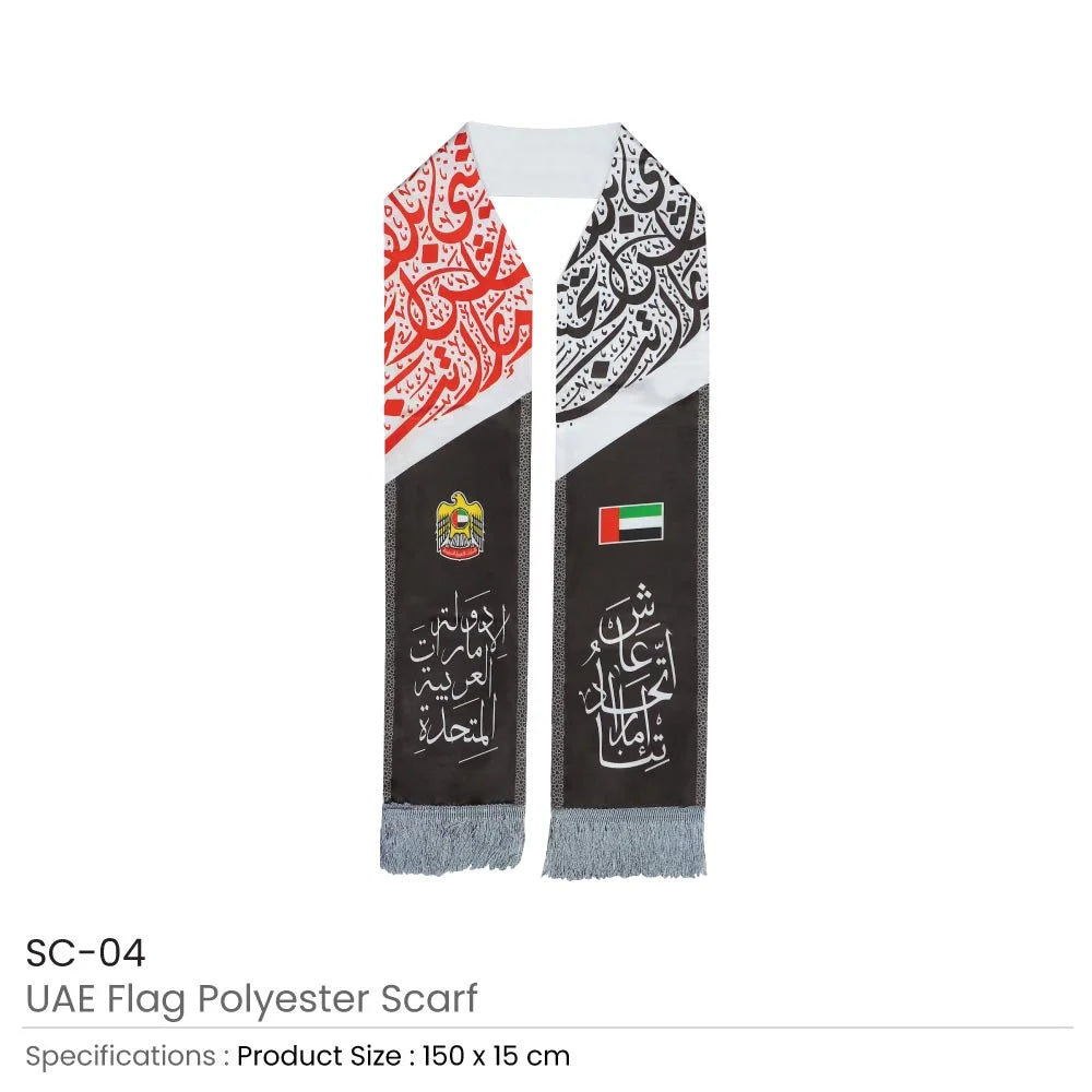 BYFT UAE Flag Polyester Scarf with Silver Tassel Set of 01