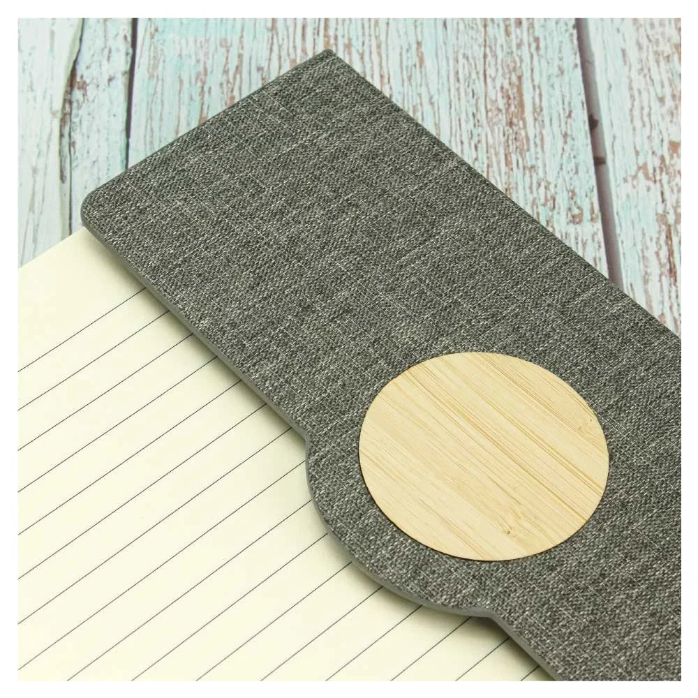 BYFT005782 BYFT A5 RPET Dark Grey Notebook with Bamboo Magnetic Closure Set of 01 MBRPET GRY BM A.webp