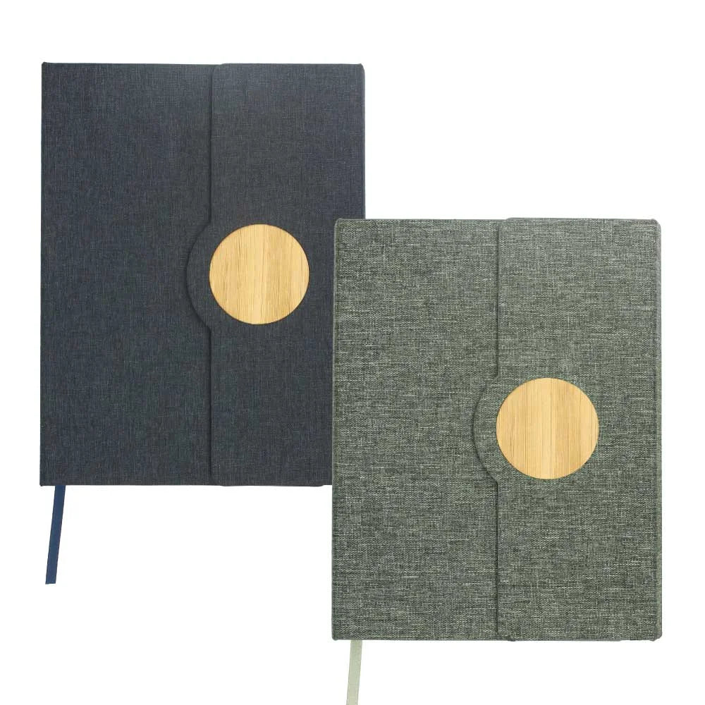 BYFT005782 BYFT A5 RPET Dark Grey Notebook with Bamboo Magnetic Closure Set of 01 MBRPET GRY BM C.webp