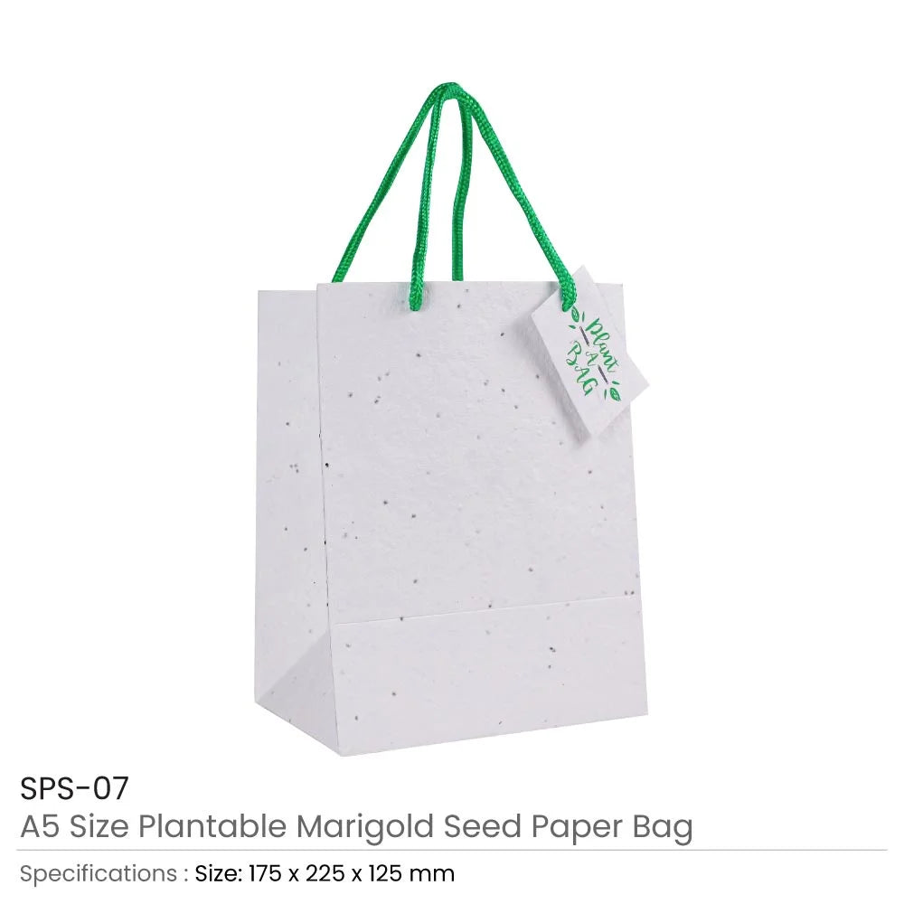 BYFT005801 BYFT A5 Plantable marigold Seed Paper Bag with Tags 300 Gsm Set of 01 SPS 07