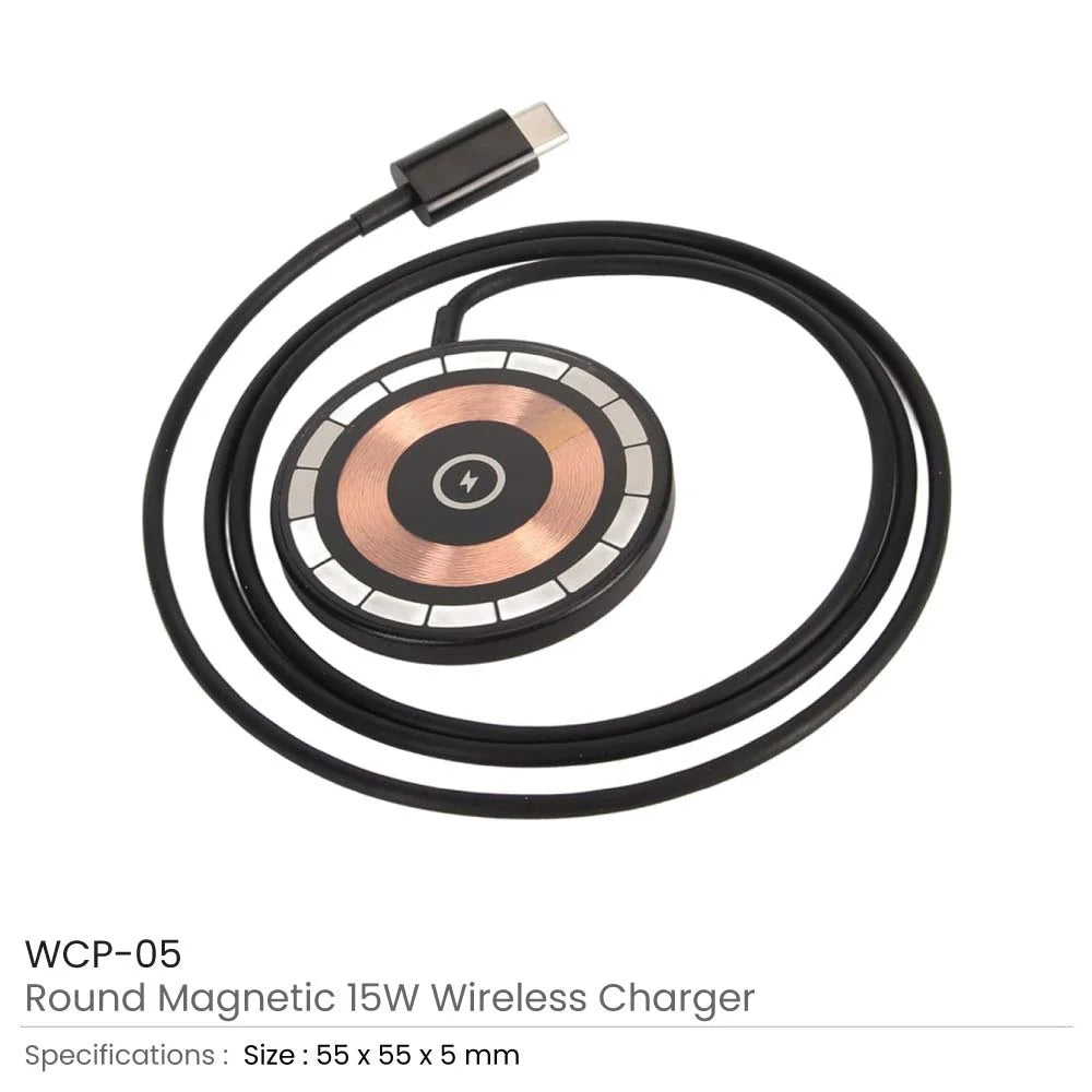 BYFT005812 BYFT Round Magnetic 15W Black Wireless Charger Type C Set of 01 WCP 05 BLK.webp