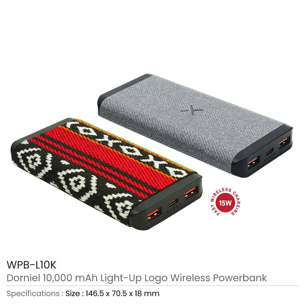 BYFT005827 BYFT Dorniel 10000 mAh Grey Wireless Powerbank with Light up Logo Set of 01 WPB L10K.webp