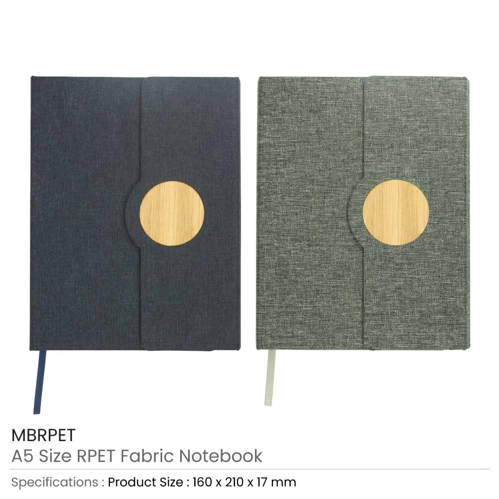 BYFT005834 BYFT A5 RPET Dark Blue Fabric Notebook Set of 01 MBRPET.webp