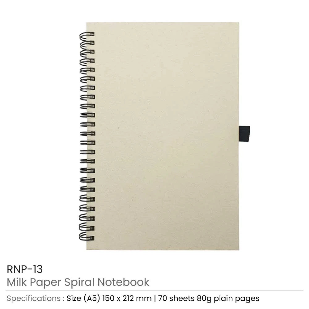 BYFT005842 BYFT A5 White Milk Paper Spiral Notebook 70 Sheet 80 Gsm Set of 01 RNP 13.webp