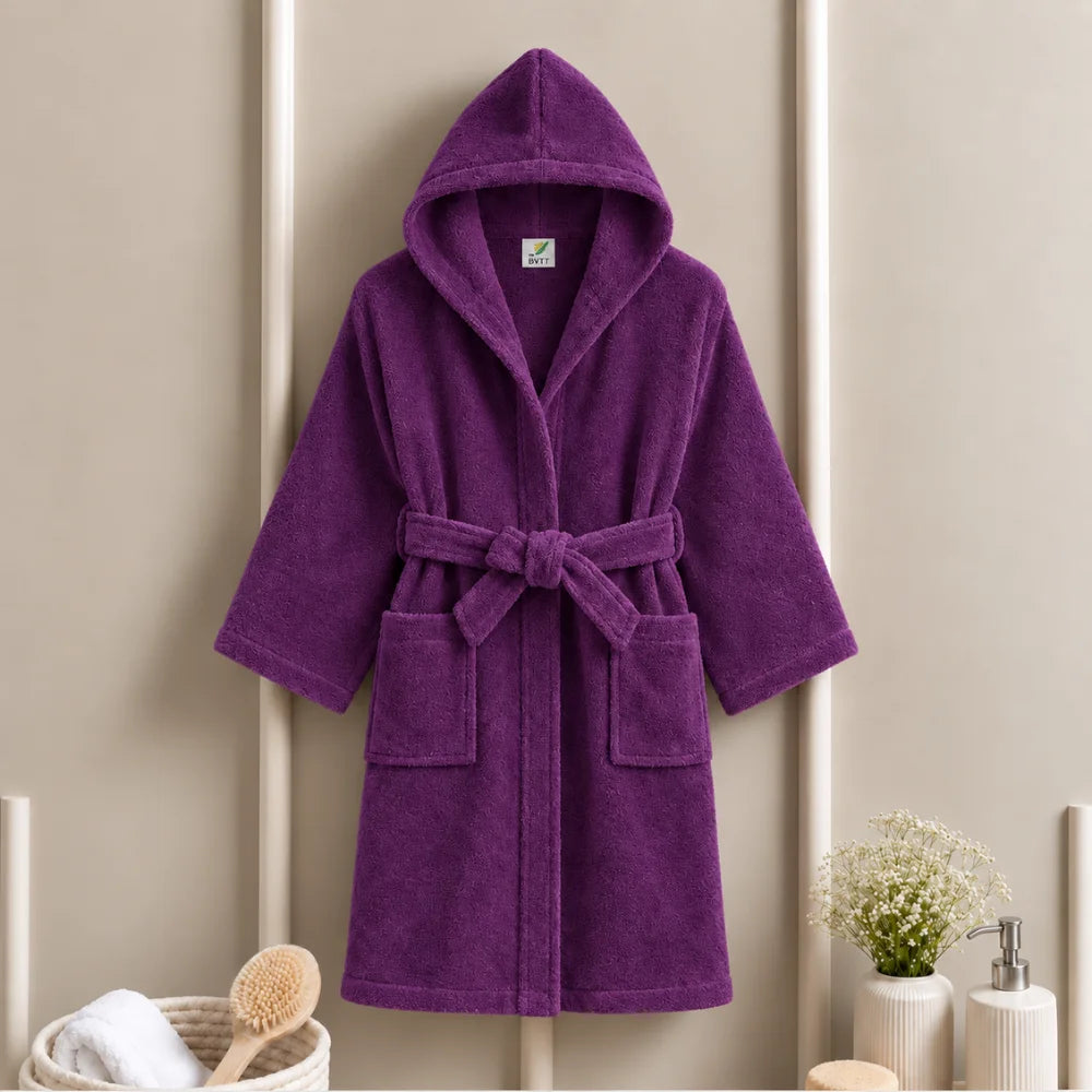 BYFT Daffodil Kids Hooded Bathrobe Luxury Cotton Soft, Absorbent, Quick-Dry