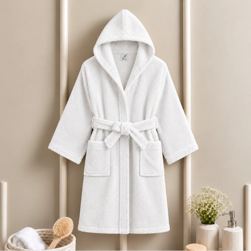 BYFT Daffodil Kids Hooded Bathrobe Luxury Cotton Soft, Absorbent, Quick-Dry